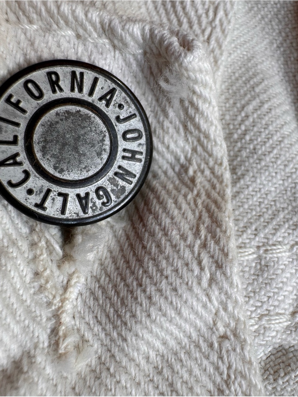 Brandy Melville Cream Denim Button Detail Shorts - Picture 2 of 4